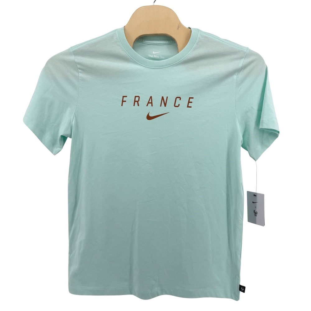 NEW Nike T-Shirt Mens Large Tee Mint Green France FFF Soccer Graphic IH2183-393